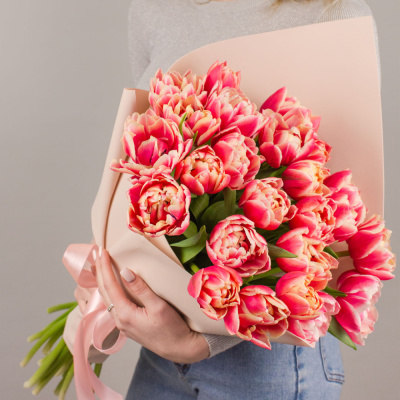 Букет из 25 пионовидных тюльпанов колумбус 46327