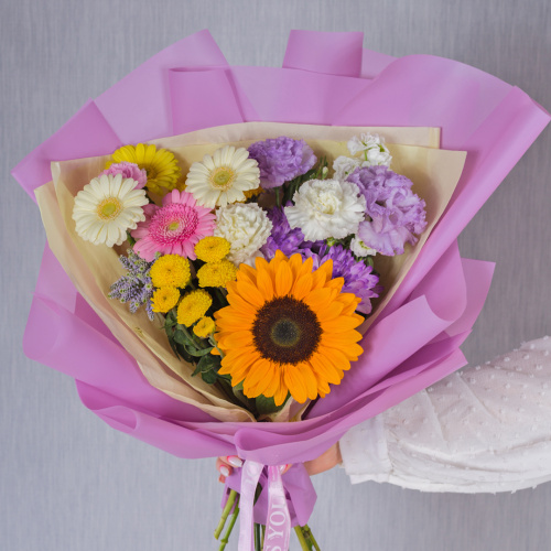 Букет с подсолнухом "До свиданья, лето!" арт. 38164